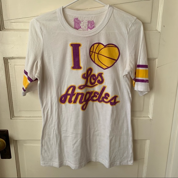 Vintage I Heart Los Angeles Lakers T-Shirt Hardwood Classics Woman's Large - Picture 2 of 11